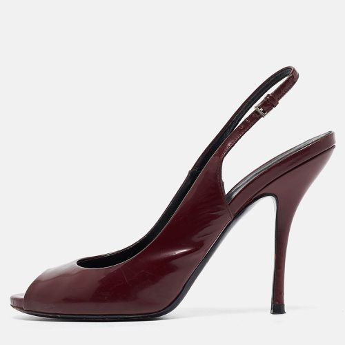 Gucci Burgundy Patent Leather Peep Toe Slingback Pumps Size 38.5 - Gucci - Modalova