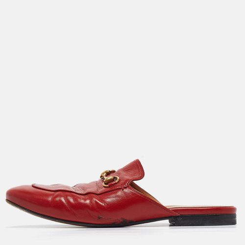 Gucci Red Leather Princetown Flat Mules Size 37.5 - Gucci - Modalova