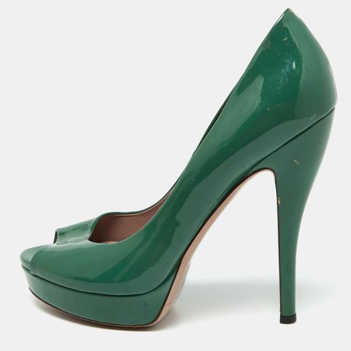 Gucci Green Patent Leather Peep Toe Platform Pumps Size 39 - Gucci - Modalova