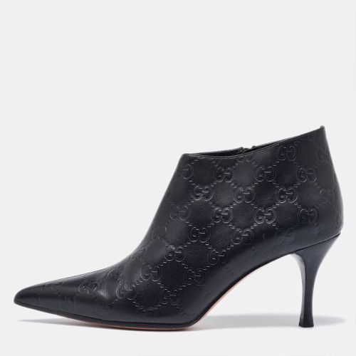 Ssima Leather Pointed Toe Booties Size 37 - Gucci - Modalova