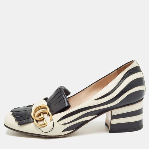 Gucci White/Black Leather GG Marmont Fringed Pumps Size 36.5 - Gucci - Modalova