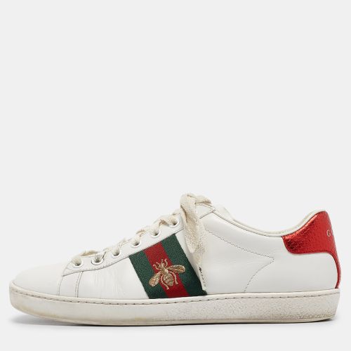 Leather Web Ace Lace Up Sneakers Size 37.5 - Gucci - Modalova