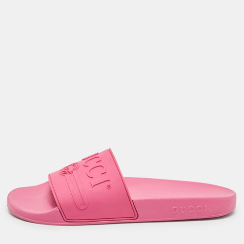 Gucci Pink Rubber Logo Flat Slides Size 40 - Gucci - Modalova