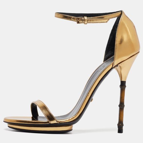 Gucci Gold Leather Open Toe Bamboo Sandals Size 38 - Gucci - Modalova