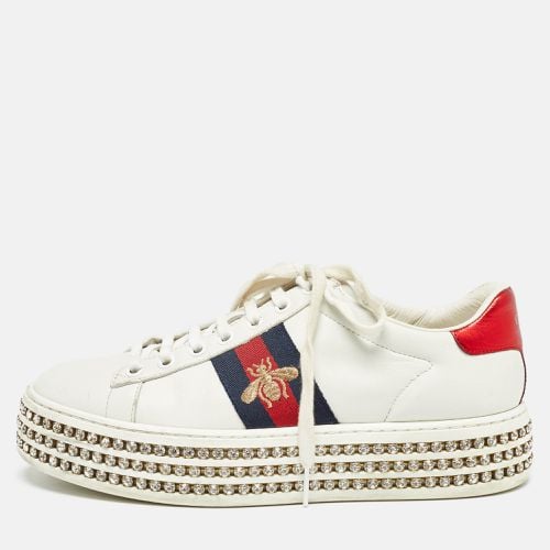 Gucci White Leather Ace Web Sneakers Size 37 - Gucci - Modalova