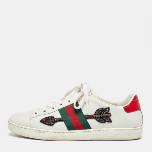 Gucci White Leather Embellished Arrow Ace Sneakers Size 37.5 - Gucci - Modalova