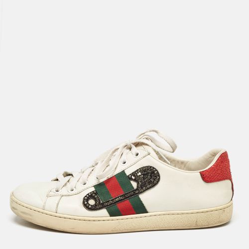 Gucci White Leather Snakeskin Embossed Leather Ace Low Top Sneakers Size 39 - Gucci - Modalova