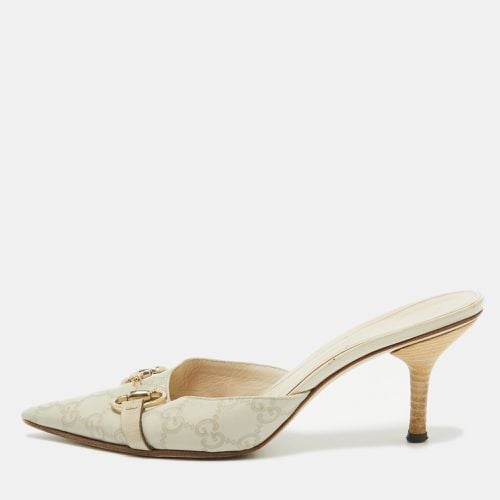 Gucci Cream GG Leather Pointed Toe Mules Size 38.5 - Gucci - Modalova