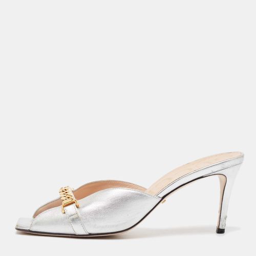 Gucci Silver Leather Sylvie Chain Detail Mules 39.5 - Gucci - Modalova