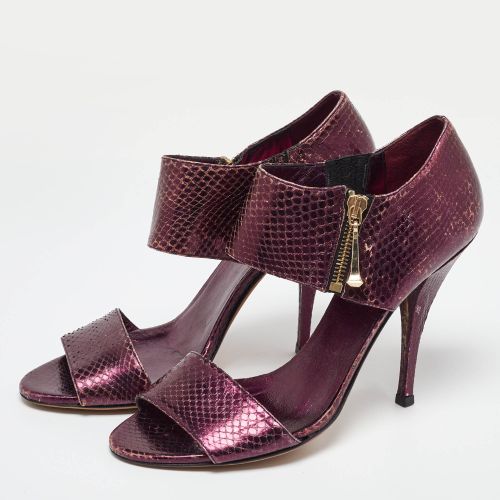 Python Embossed Leather Open Toe Zip Sandals Size 39 - Gucci - Modalova