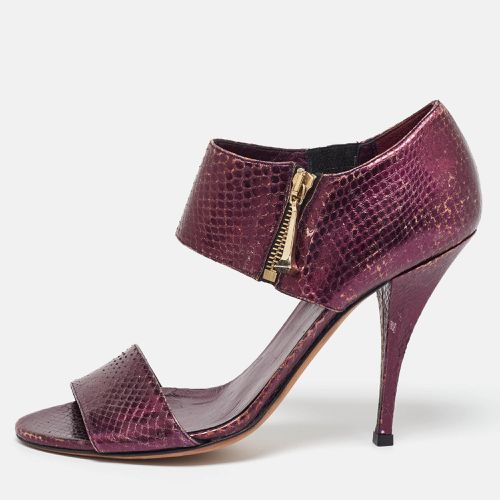 Gucci Purple Python Embossed Leather Open Toe Zip Sandals Size 39 - Gucci - Modalova