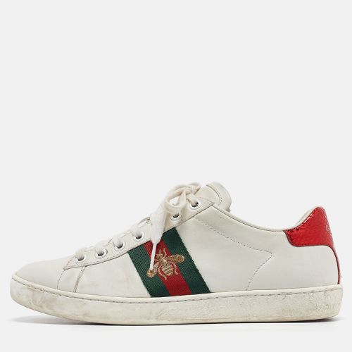 Gucci White Leather Ace Low Top Sneakers 37 - Gucci - Modalova