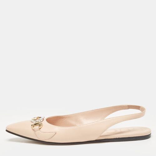 Gucci Beige Leather Zumi Slingback Flat Sandals Size 35.5 - Gucci - Modalova