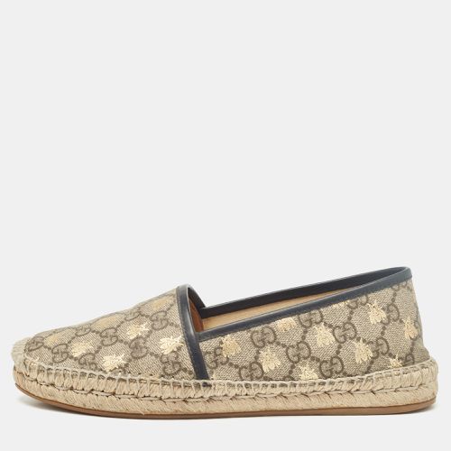 Gucci Beige/Brown GG Supreme Canvas Bee Espadrille Flats Size 38.5 - Gucci - Modalova