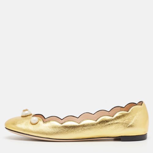 Gucci Gold Leather Willow Scalloped Ballet Flats Size 37 - Gucci - Modalova