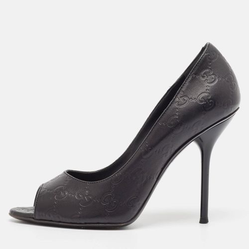 Gucci Black Guccissima Leather Open Toe Pumps Size 38 - Gucci - Modalova