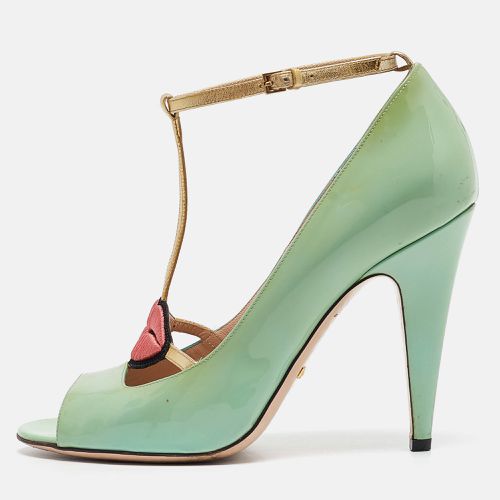 Gucci Green Patent Leather Molina Peep Toe Pumps Size 39 - Gucci - Modalova