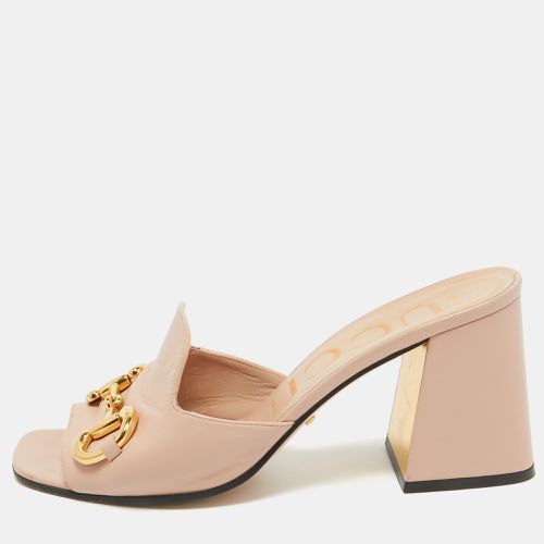 Gucci Pink Leather Block Heel Slide Sandals Size 39 - Gucci - Modalova