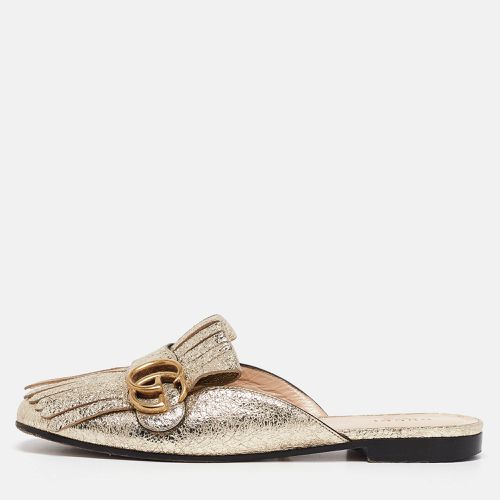 Gucci Gold Leather GG Marmont Mules Size 37 - Gucci - Modalova