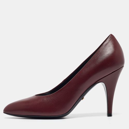 Gucci Burgundy Leather Pointed Toe Pumps Size 37.5 - Gucci - Modalova