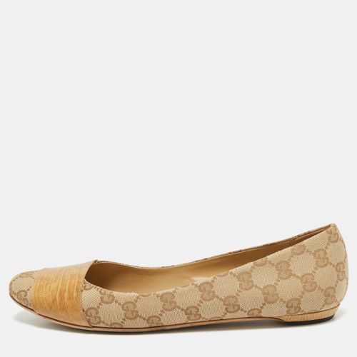 Gucci Beige/Brown GG Canvas and Embossed Lizard Ballet Flats Size 41 - Gucci - Modalova