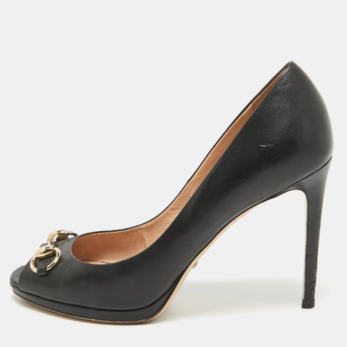 Gucci Black Leather Hollywood Peep Toe Pumps Size 38.5 - Gucci - Modalova