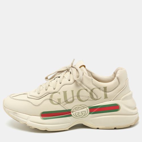 Gucci Cream Leather Rhyton Logo Low Top Sneakers Size 38 - Gucci - Modalova