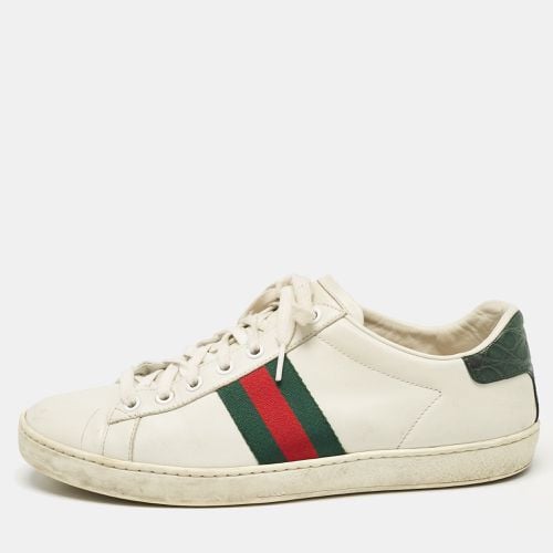 Gucci White Crocodile and Leather Ace Lace Up Sneakers Size 38.5 - Gucci - Modalova