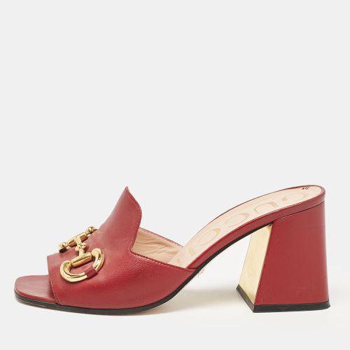 Leather Horsebit Slide Sandals Size 38.5 - Gucci - Modalova