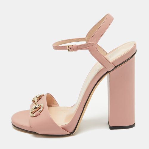 Gucci Pink Leather Horsebit Ankle Strap Sandals Size 37 - Gucci - Modalova