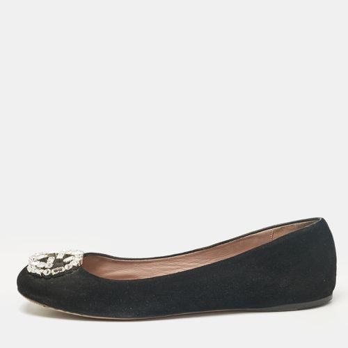 Gucci Black Suede Crystal Embellished Interlocking G Ballet Flats Size 39 - Gucci - Modalova