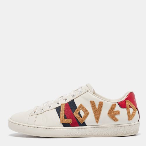 Gucci White Leather Web Ace Lace Up Sneakers Size 38 - Gucci - Modalova