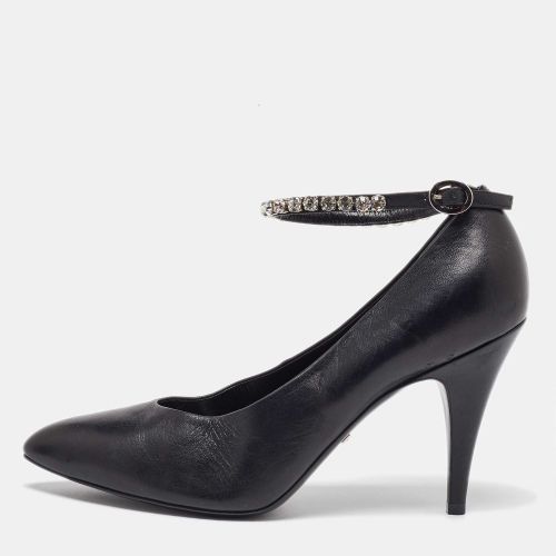 Gucci Black Leather Crystal Embellished Ankle Strap Pumps Size 40 - Gucci - Modalova