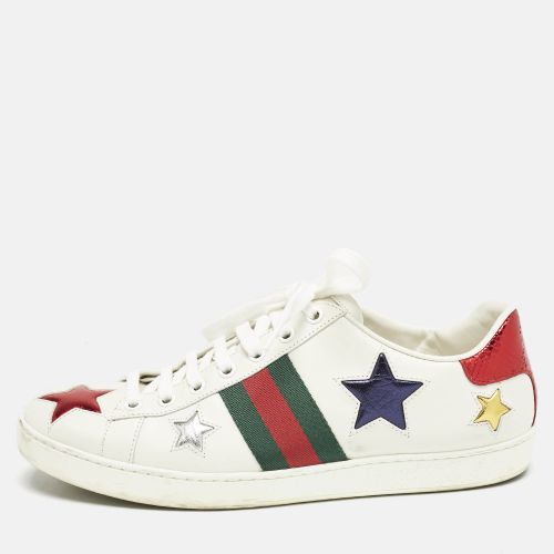 Gucci White Leather Ace Web Star Detail Lace Up Sneakers Size 38.5 - Gucci - Modalova