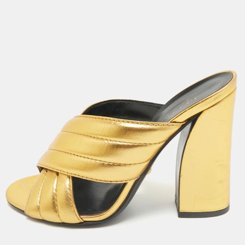 Gucci Metallic Gold Leather Webby Slide Sandals Size 39.5 - Gucci - Modalova
