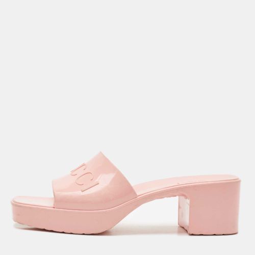 Gucci Pink Rubber Logo Platform Slides Size 36 - Gucci - Modalova