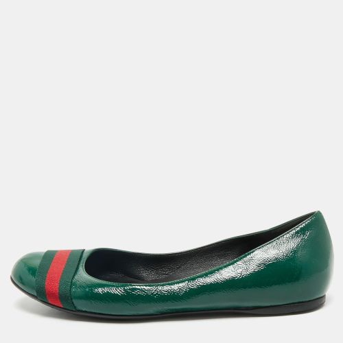 Gucci Green Leather Web Detail Ballet Flats Size 37 - Gucci - Modalova