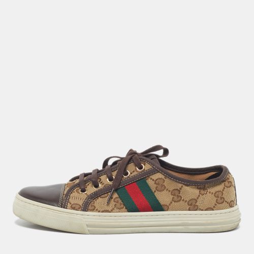 Gucci Beige/Brown GG Supreme Canvas Ace Web Low Top Sneakers Size 37 - Gucci - Modalova