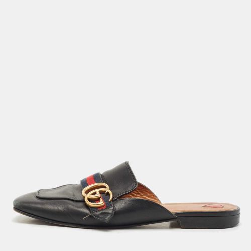 Gucci Black Leather Peyton GG Web Mules Size 38 - Gucci - Modalova
