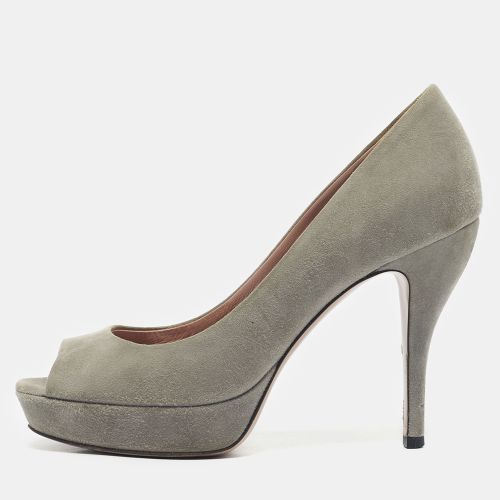 Gucci Grey Suede Platform Peep Toe Pumps Size 36 - Gucci - Modalova