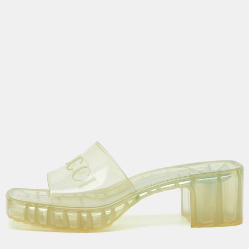 Gucci Transparent PVC Embossed Logo Block Heel Slide Sandals Size 36 - Gucci - Modalova