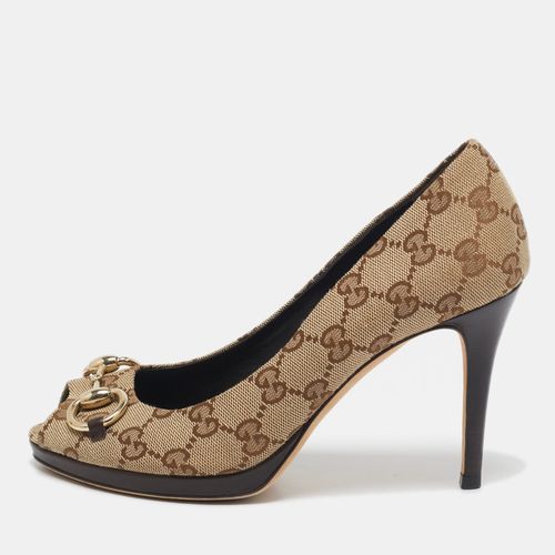 Canvas New Hollywood Peep Toe Pumps Size 37 - Gucci - Modalova