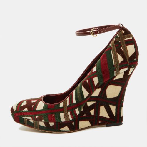 Gucci Multicolor Pattern Velvet Platform Wedge Pumps Size 39.5 - Gucci - Modalova