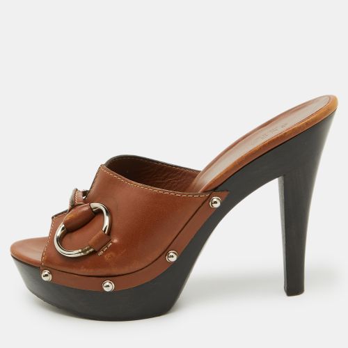 Gucci Brown Leather Icon Bit Platform Clogs Size 37.5 - Gucci - Modalova