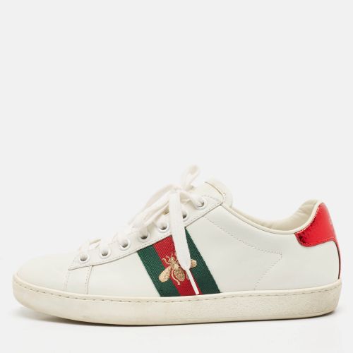 Gucci White Leather Ace Bee Embroidered Low Top Sneakers Size 36 - Gucci - Modalova