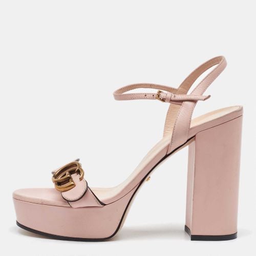 Blush Leather GG Marmont Ankle Strap Platform Sandals Size 38.5 - Gucci - Modalova