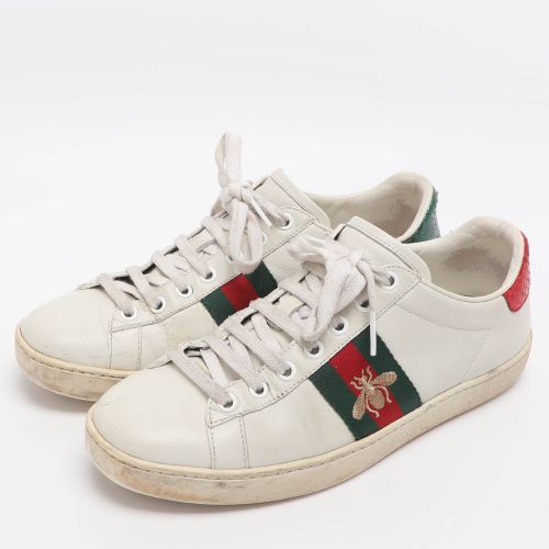 Ace Size 37 Leather and Python Embossed Leather Low Top Sneakers - Gucci - Modalova