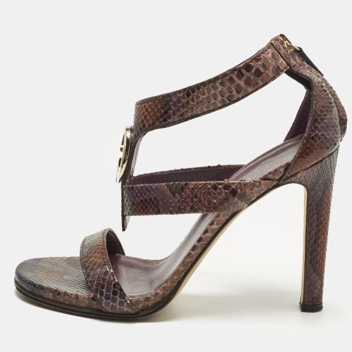 Size 38.5 Python Leather Ankle Strap Sandals - Gucci - Modalova