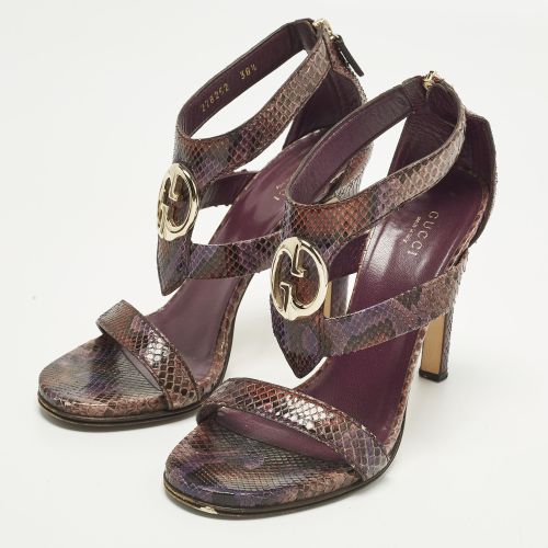 Size 38.5 Python Leather Ankle Strap Sandals - Gucci - Modalova