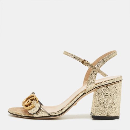 Gucci Gold Leather GG Marmont Ankle Strap Sandals Size 35.5 - Gucci - Modalova